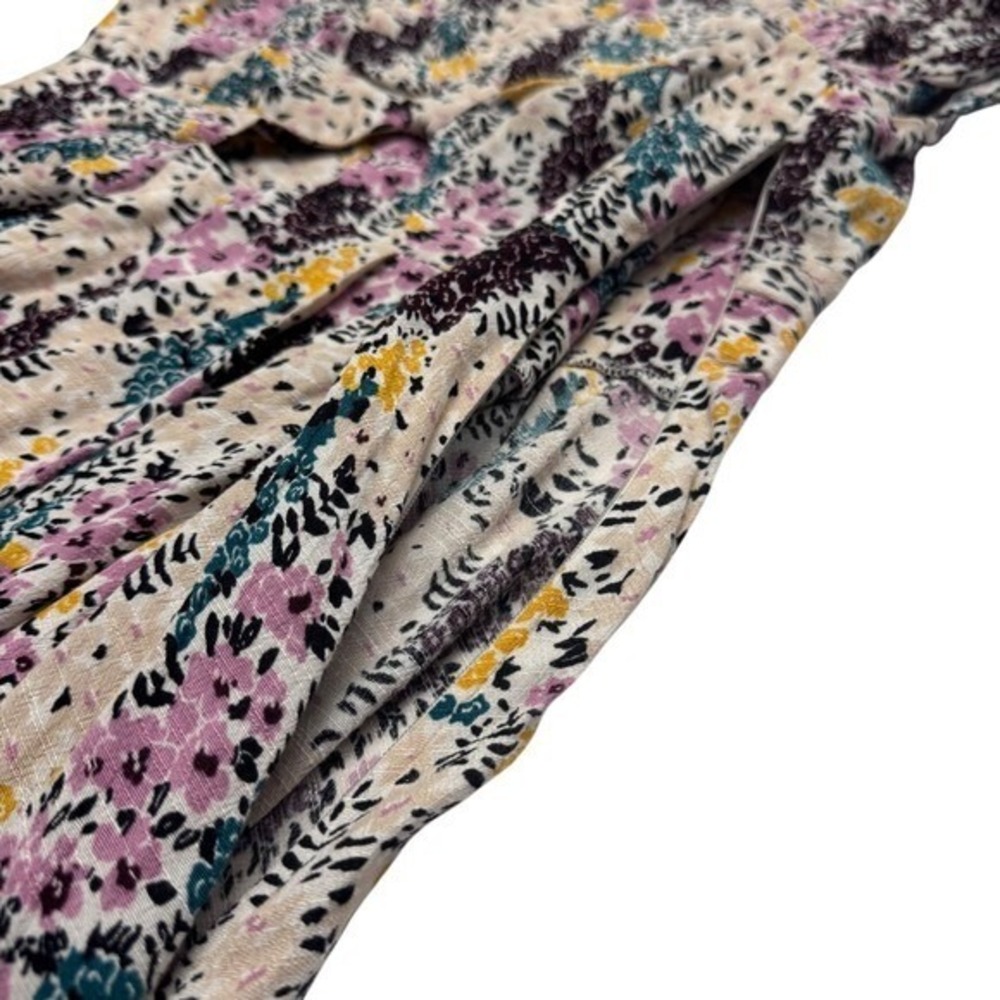 Free People‎ Floral Mini Dress Cutout Tie Sleeve Cottagecore XS Extra Small - Picture 6 of 9